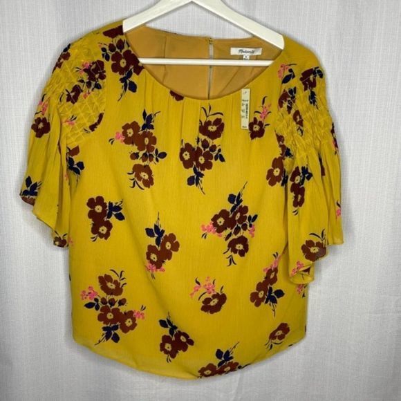 New Madewell Pleated Cascade Top Retro Bouquet - Picture 2 of 4